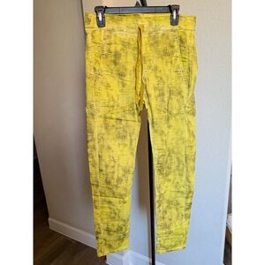 Alembika Iconic Stretch Jeans Citron Yellow Drawstring Pants Size 2 US 8–10 NWT